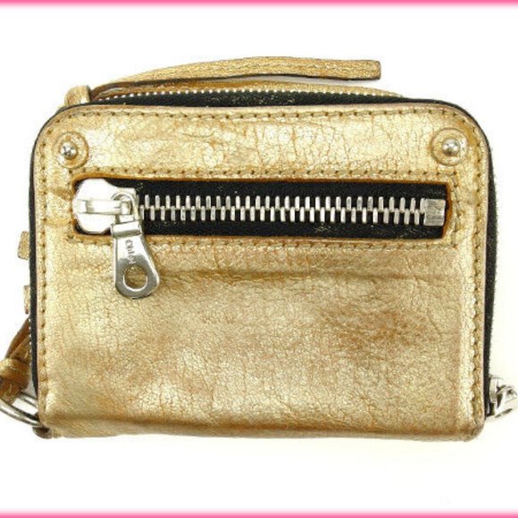 AUTH Chloe Wallet Purse Bifold Gold Woman - Picture 3 of 4